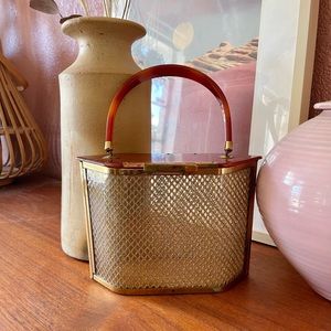 Vintage 1950s Lucite Gold Mesh Purse